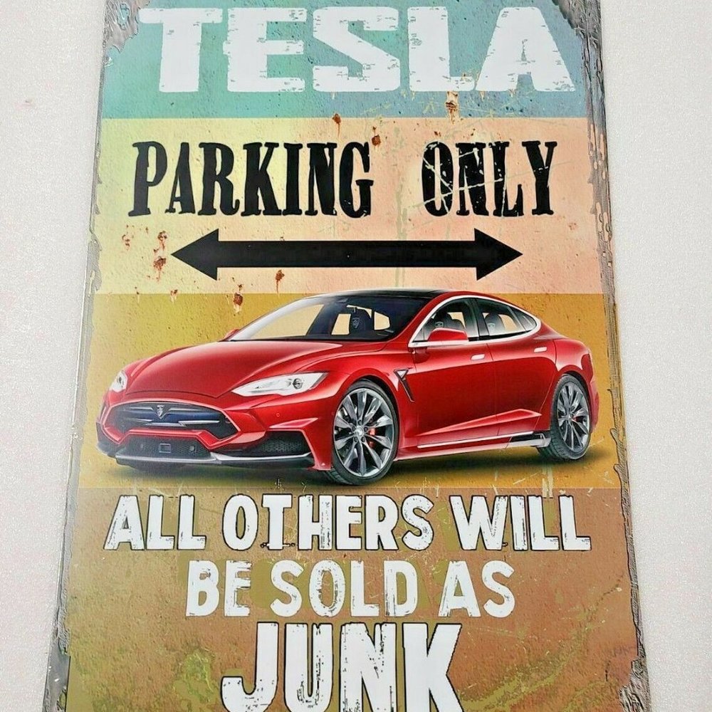 18" Tesla car parking only super car Elon musk USA STEEL plate display